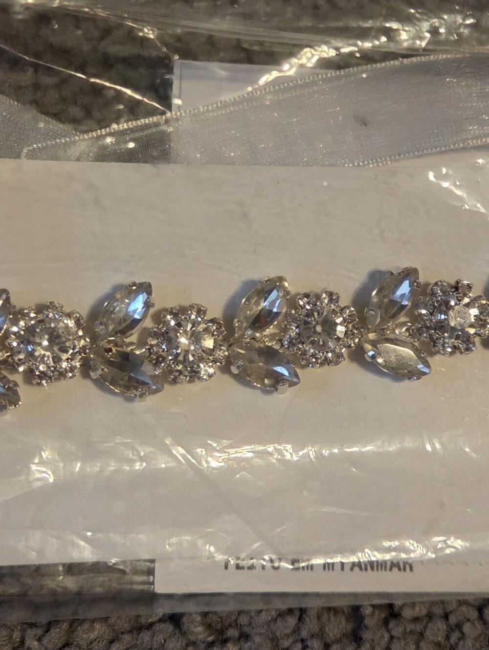 David's Bridal Crystal Bridal Belt - White/Silver - Picture 2 of 4